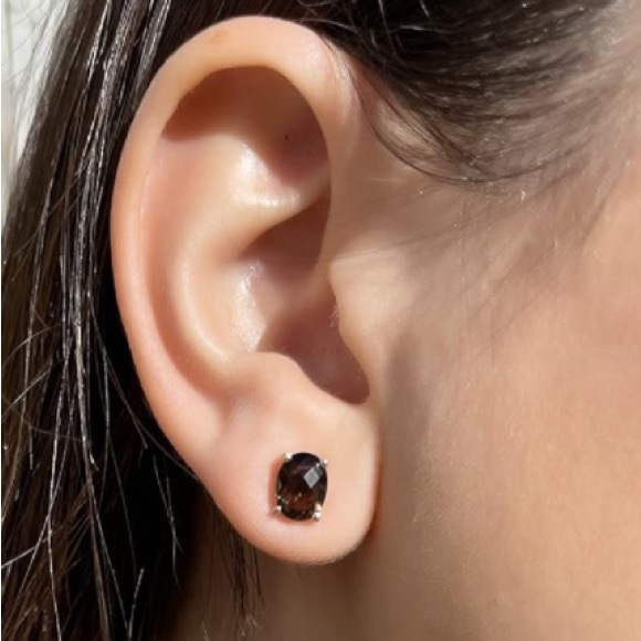 14k Levian Chocolate Quartz Solitaire Earrings - Picture 6 of 7